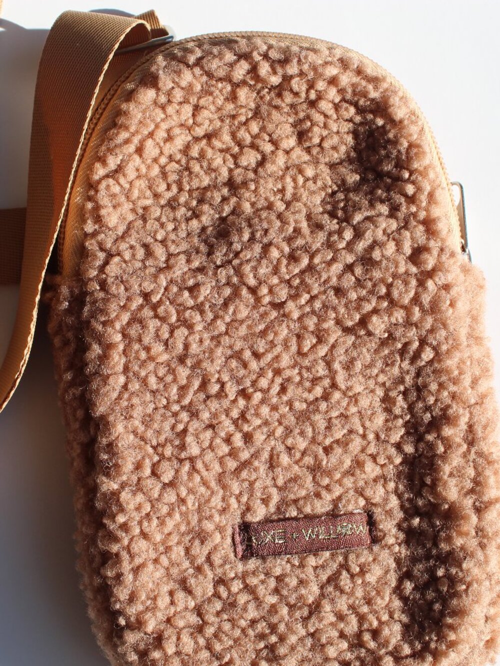 Listing Title: Luxe + Willow Tan Sherpa Crossbody Travel Bag with Matching Mini
